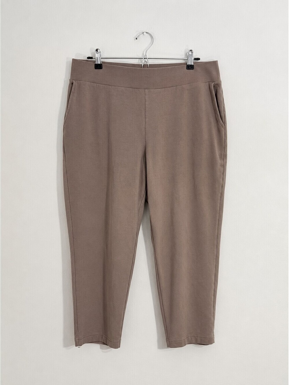 Pure Jill Affinity French Terry Slim Crop Pants Taupe Pima Cotton Tencel